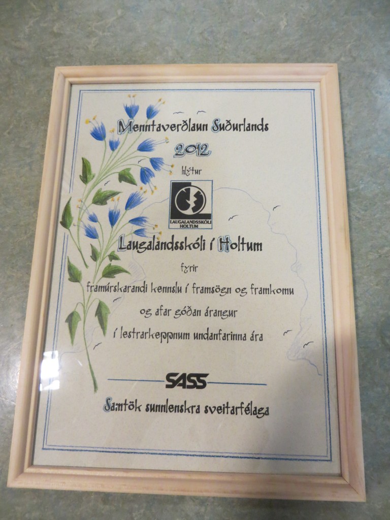 Laugalandsskóli í Holtum hlaut Menntaverðlaun Suðurlands 2012