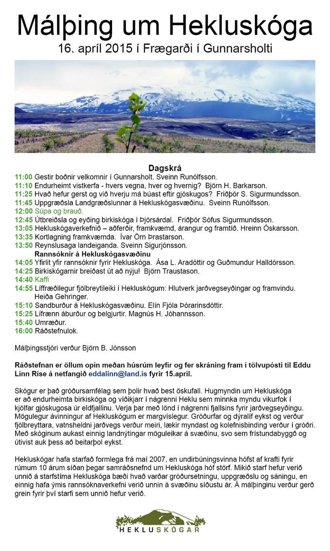 Málþing um Hekluskóga