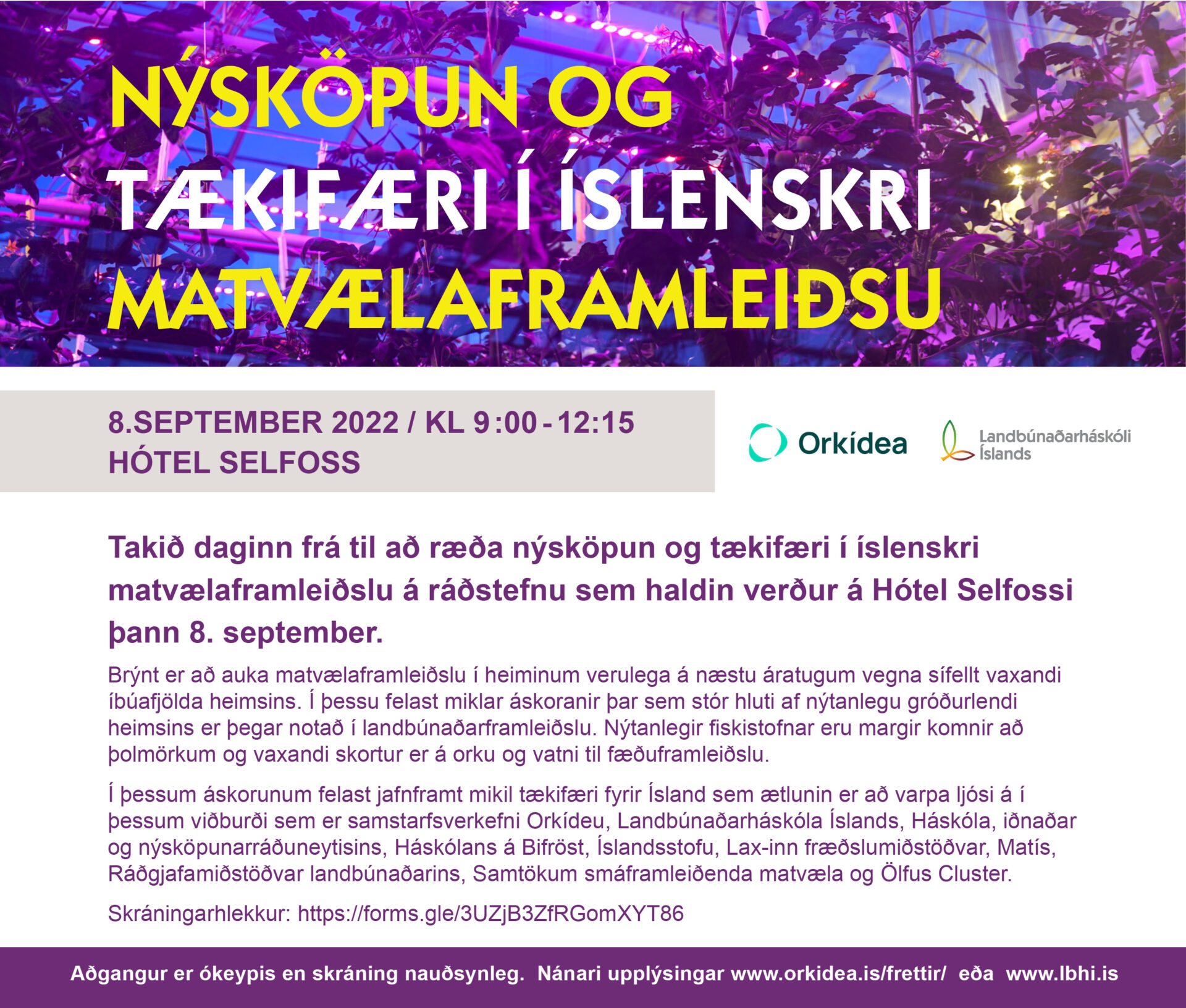 Ráðstefna: Nýsköpun og tækifæri í íslenskri matvælaframleiðslu