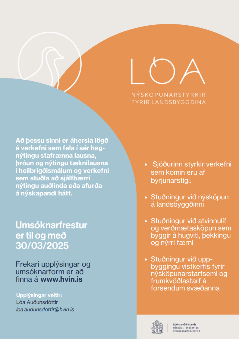 Opnað fyrir umsóknir í Lóu - nýsköpunarsjóð