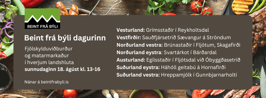 Beint frá býli dagurinn á tveimur stöðum á Suðurlandi, sunnudaginn 18. ágúst