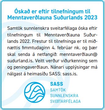 Óskað er eftir tilnefningum til Menntaverðlauna Suðurlands 2023