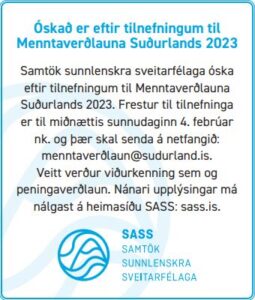 Óskað er eftir tilnefningum til Menntaverðlauna Suðurlands 2023