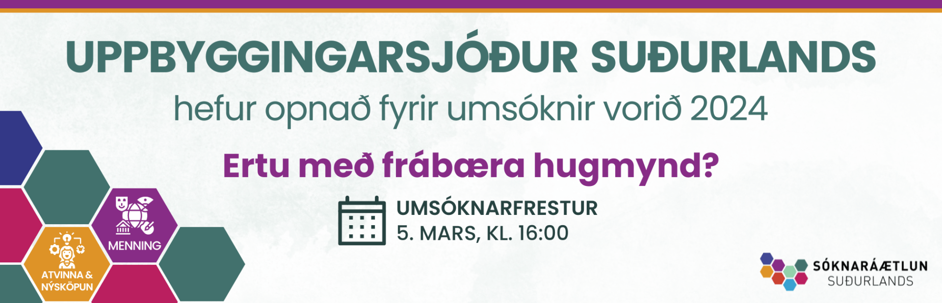Opnað hefur verið fyrir umsóknir í uppbyggingarsjóð Suðurlands vorið 2024