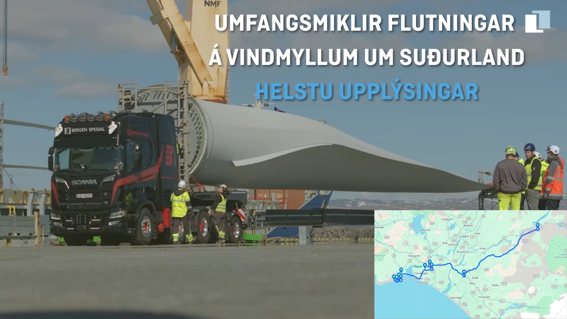 Umfangsmiklir flutningar á vindmyllum um Suðurland í maí og júní